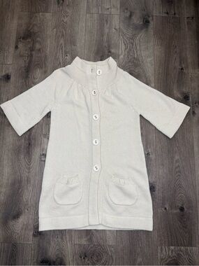 Cream Button-Front Knit Cardigan Sweater
